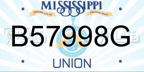 B57998G Mississippi License Plate