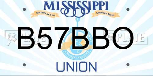 B57BBO Mississippi License Plate