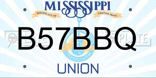 B57BBQ Mississippi License Plate