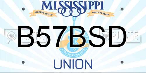 B57BSD Mississippi License Plate