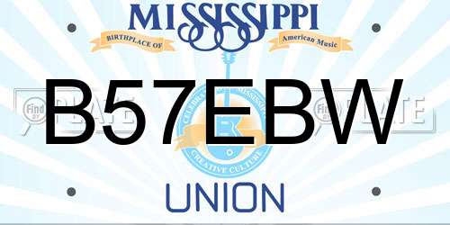B57EBW Mississippi License Plate