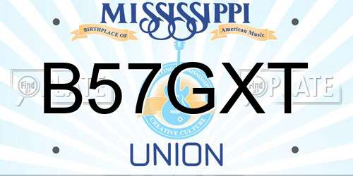 B57GXT Mississippi License Plate