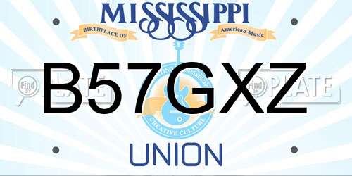 B57GXZ Mississippi License Plate