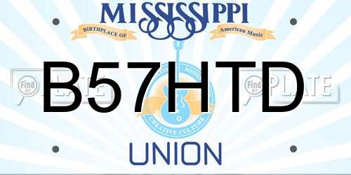 B57HTD Mississippi License Plate