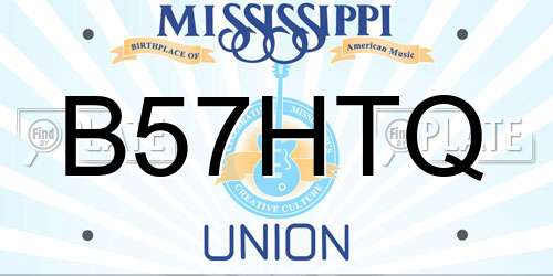 B57HTQ Mississippi License Plate