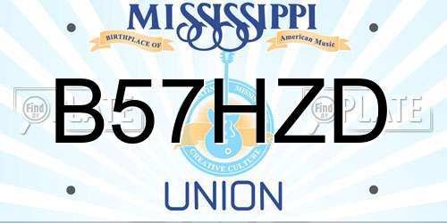 B57HZD Mississippi License Plate
