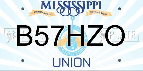 B57HZO Mississippi License Plate