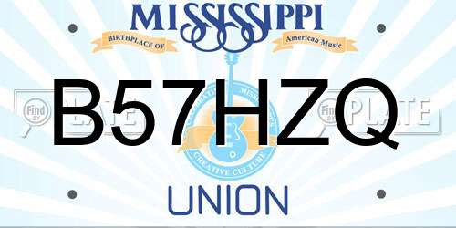 B57HZQ Mississippi License Plate