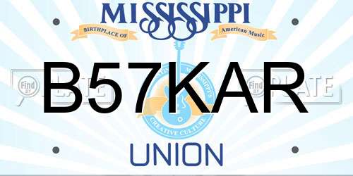 B57KAR Mississippi License Plate