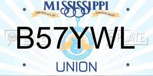B57YWL Mississippi License Plate