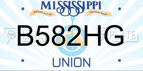 B582HG Mississippi License Plate