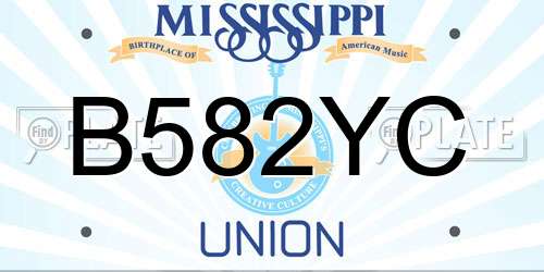 B582YC Mississippi License Plate