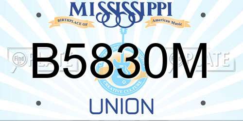 B5830M Mississippi License Plate