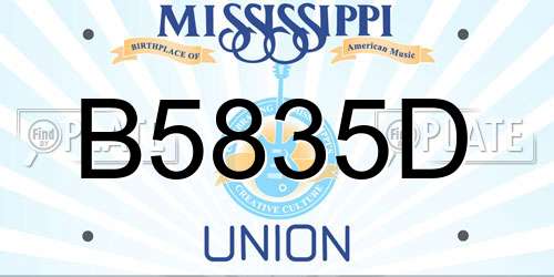 B5835D Mississippi License Plate