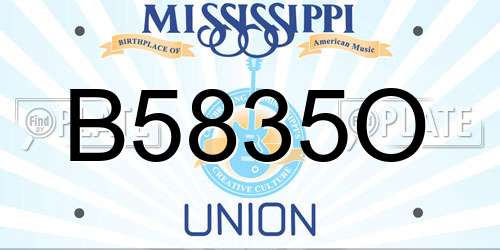 B5835O Mississippi License Plate