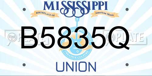 B5835Q Mississippi License Plate