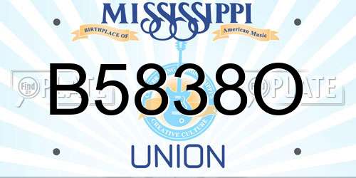 B5838O Mississippi License Plate