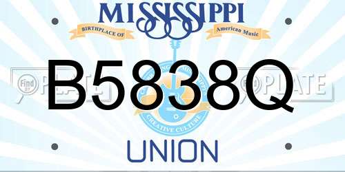 B5838Q Mississippi License Plate