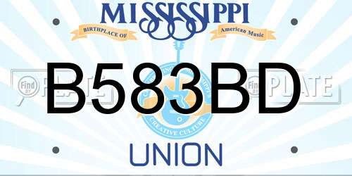 B583BD Mississippi License Plate