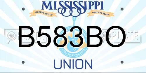B583BO Mississippi License Plate