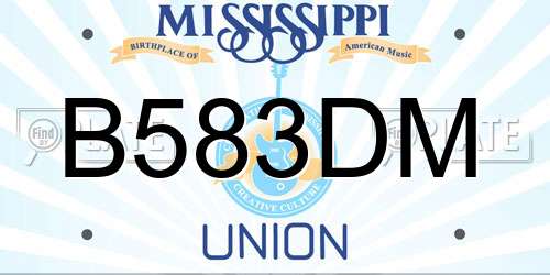 B583DM Mississippi License Plate
