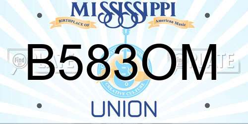 B583OM Mississippi License Plate