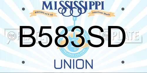 B583SD Mississippi License Plate