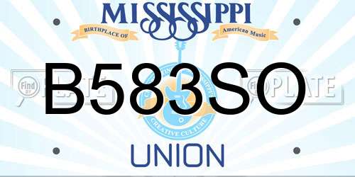 B583SO Mississippi License Plate