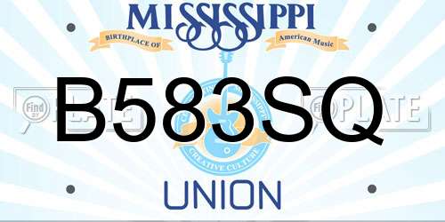 B583SQ Mississippi License Plate