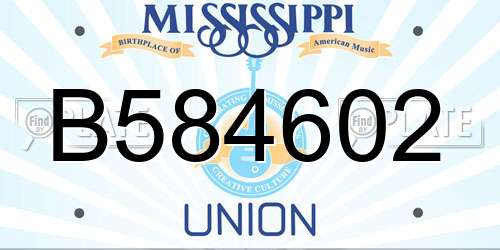 B584602 Mississippi License Plate