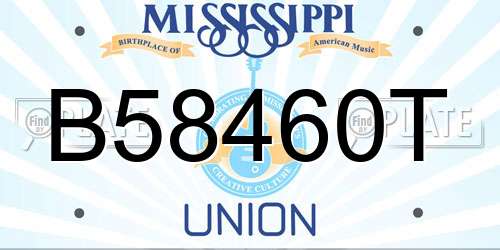 B58460T Mississippi License Plate