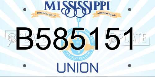 B585151 Mississippi License Plate