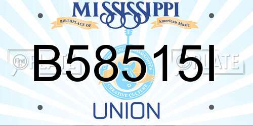 B58515I Mississippi License Plate