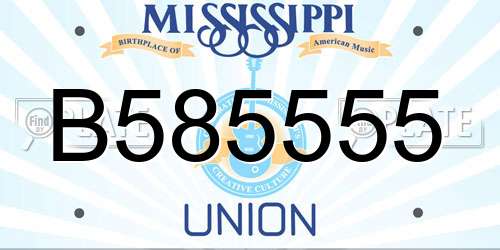 B585555 Mississippi License Plate