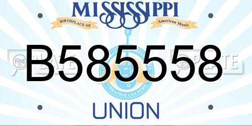 B585558 Mississippi License Plate