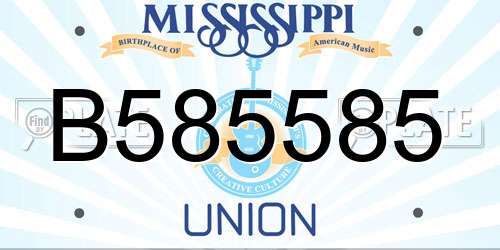 B585585 Mississippi License Plate