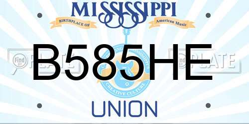 B585HE Mississippi License Plate