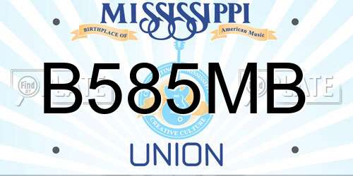 B585MB Mississippi License Plate