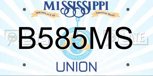 B585MS Mississippi License Plate