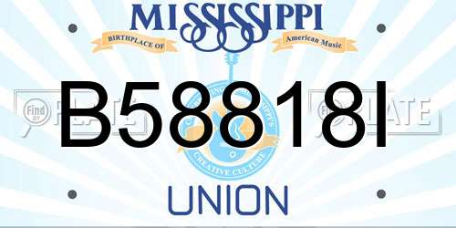 B58818I Mississippi License Plate