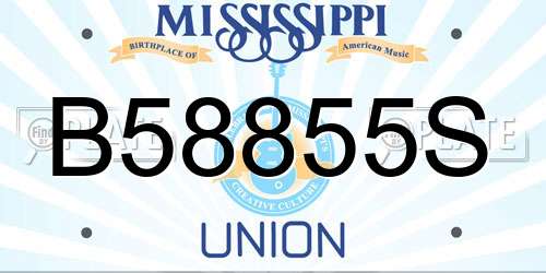 B58855S Mississippi License Plate