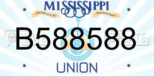 B588588 Mississippi License Plate