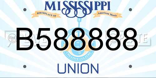 B588888 Mississippi License Plate