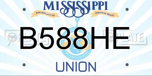 B588HE Mississippi License Plate