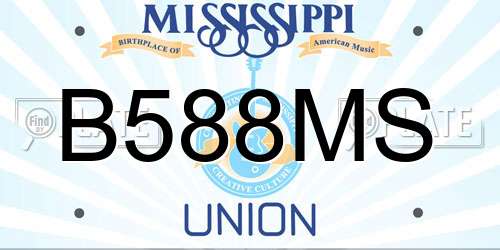B588MS Mississippi License Plate