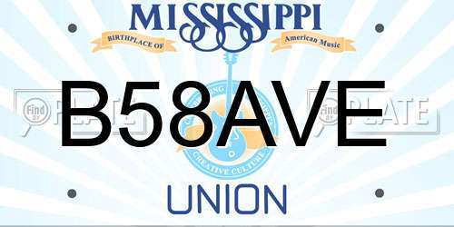 B58AVE Mississippi License Plate