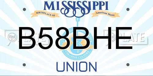 B58BHE Mississippi License Plate