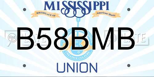 B58BMB Mississippi License Plate