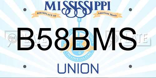 B58BMS Mississippi License Plate