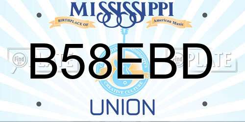 B58EBD Mississippi License Plate